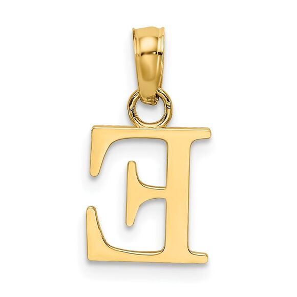 10K Yellow Gold Polished E Block Initial Charm - Picture 4 of 9